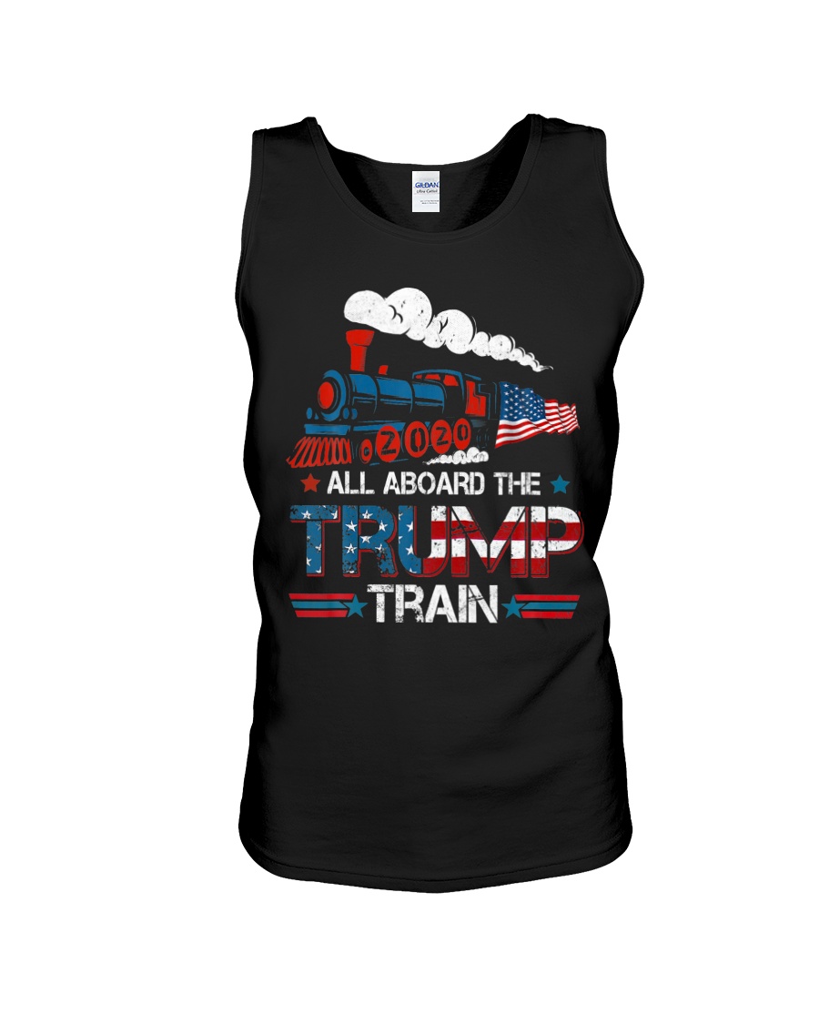 All Aboard The Trump Train 2020 American Flag Unisex Tank