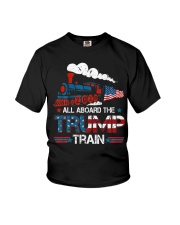 All Aboard The Trump Train 2020 American Flag Youth T-Shirt thumbnail