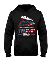 All Aboard The Trump Train 2020 American Flag Hooded Sweatshirt thumbnail