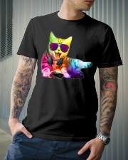 Neon DJ Cat Electro Music EDM Rave Premium Fit Mens Tee lifestyle-mens-crewneck-front-6