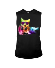 Neon DJ Cat Electro Music EDM Rave Sleeveless Tee thumbnail