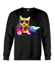 Neon DJ Cat Electro Music EDM Rave Crewneck Sweatshirt thumbnail