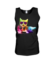 Neon DJ Cat Electro Music EDM Rave Unisex Tank thumbnail