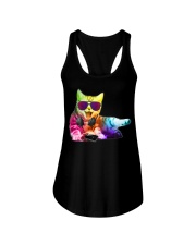 Neon DJ Cat Electro Music EDM Rave Ladies Flowy Tank thumbnail