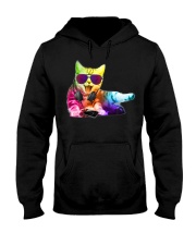 Neon DJ Cat Electro Music EDM Rave Hooded Sweatshirt thumbnail