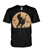 Halloween Guitar Costume Werewolf Rock Guitarist V-Neck T-Shirt thumbnail