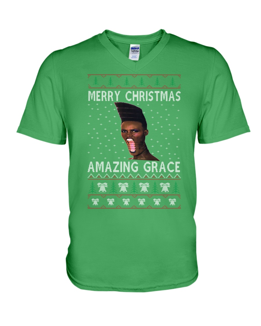 Amazing Grace Ugly Christmas Sweater V-Neck T-Shirt