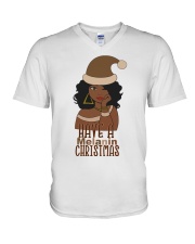 Have a melanin christmas lighter 2 V-Neck T-Shirt tile