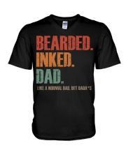 Bearded Inked Black Dad V-Neck T-Shirt tile