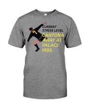 Current stress level cantona away at palace 1995 Premium Fit Mens Tee front