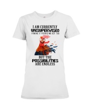 Chicken I am currently unsupervised I know it frea Premium Fit Ladies Tee thumbnail