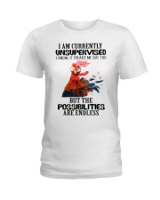 Chicken I am currently unsupervised I know it frea Ladies T-Shirt thumbnail