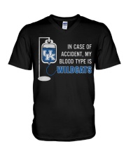 In case of accident my blood type is wildcats V-Neck T-Shirt thumbnail
