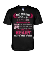 And God said let there be July girl who has ears V-Neck T-Shirt thumbnail