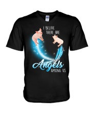 Pig I believe there are angels among us V-Neck T-Shirt thumbnail