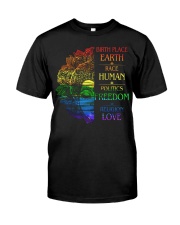 Buddha birth place earth race human politics freed Classic T-Shirt front