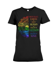 Buddha birth place earth race human politics freed Premium Fit Ladies Tee thumbnail