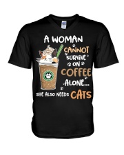 A woman cannot survive on coffee alone she also ne V-Neck T-Shirt thumbnail