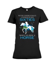 Never underestimate a woman in her sixties Premium Fit Ladies Tee thumbnail