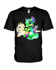 Baby Unicorn and Baby Dragon V-Neck T-Shirt thumbnail