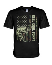 Reel cool poppy 4th july usa flag fishing V-Neck T-Shirt thumbnail