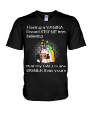 Unicorn having a vagina doesn't stop me V-Neck T-Shirt thumbnail
