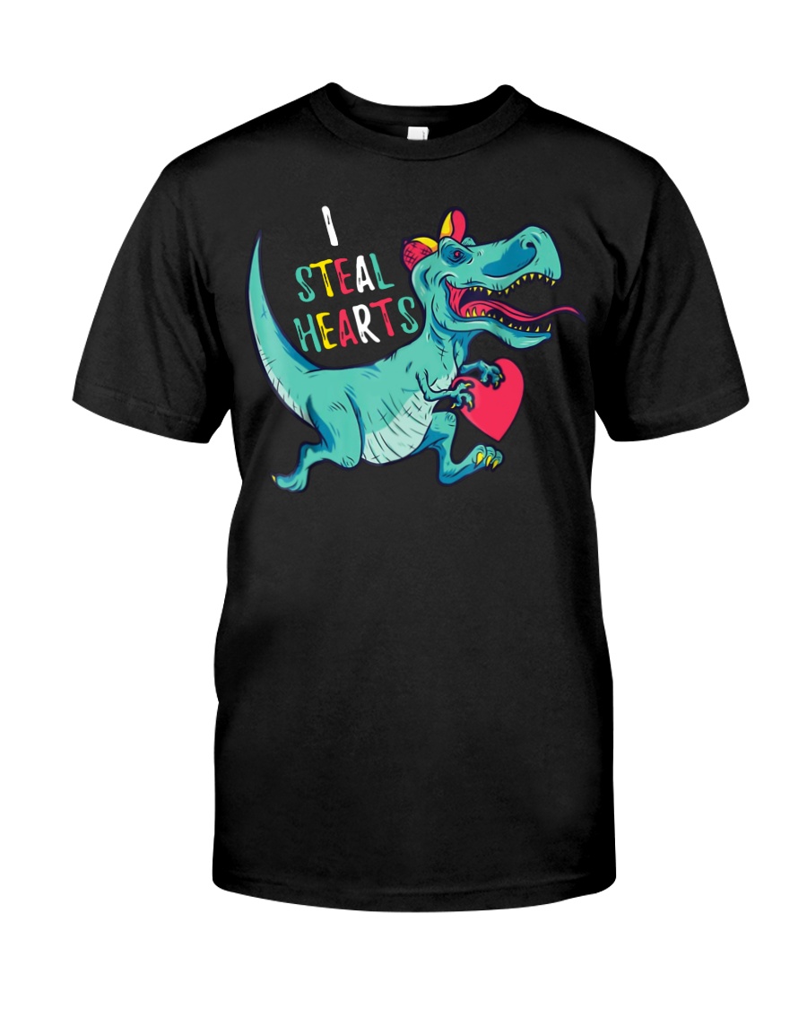 Valentines day dinosaur I steal hearts Premium Fit Mens Tee