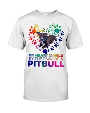 My heart is held by the paws of a pitbull Classic T-Shirt thumbnail