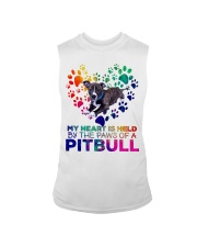 My heart is held by the paws of a pitbull Sleeveless Tee thumbnail