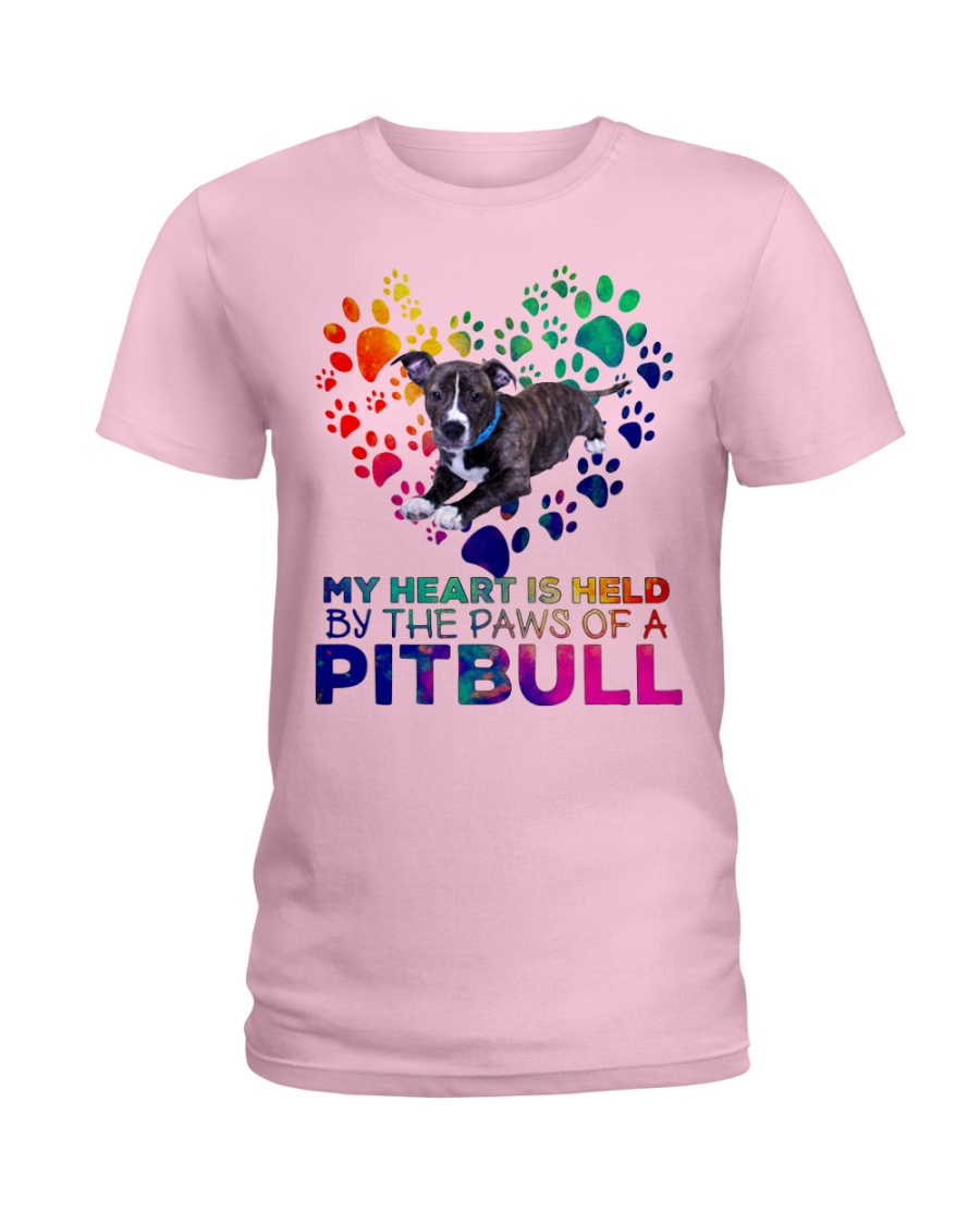 My heart is held by the paws of a pitbull Ladies T-Shirt