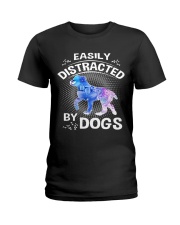 Easily distracted by Australian Shepherd dog Ladies T-Shirt front