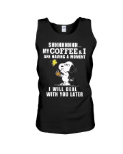shhh my coffee and I are having a moment I will Unisex Tank thumbnail