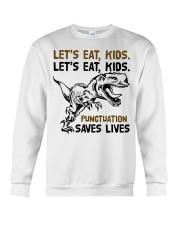 T-rex let eat kids punctuation saves lives Crewneck Sweatshirt thumbnail