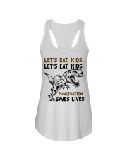 T-rex let eat kids punctuation saves lives Ladies Flowy Tank thumbnail