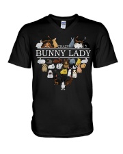 heart crazy bunny lady V-Neck T-Shirt thumbnail