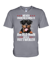 OLD MAN WITH ROTTWEILER V-Neck T-Shirt thumbnail