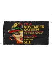 NOVEMBER QUEEN Cloth face mask front
