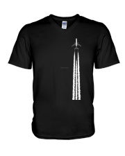 PLANE WITH CONTRAILS V-Neck T-Shirt thumbnail