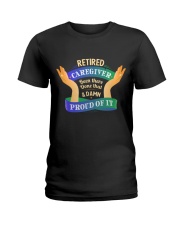 Retired Caregiver Front Dark Ladies T-Shirt tile