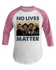 Horror Halloween Characters No Lives Matter Retro Baseball Tee tile