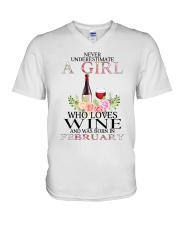 febuary who loves wine V-Neck T-Shirt thumbnail