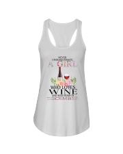 december who loves wine Ladies Flowy Tank thumbnail