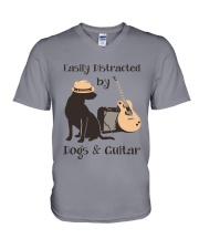 easilly distracted dogs and guitar V-Neck T-Shirt thumbnail
