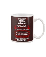 april girl smilling Mug thumbnail
