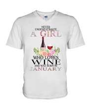 january who loves wine V-Neck T-Shirt thumbnail
