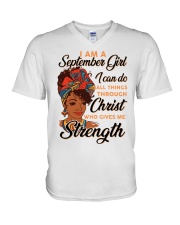 september strength girl V-Neck T-Shirt thumbnail