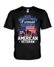 A Woman Raised By An American Veteran V-Neck T-Shirt thumbnail