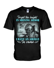 Airman In Camo V-Neck T-Shirt thumbnail