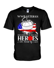 I Was Raised- WWII Sailor Veteran Son V-Neck T-Shirt thumbnail