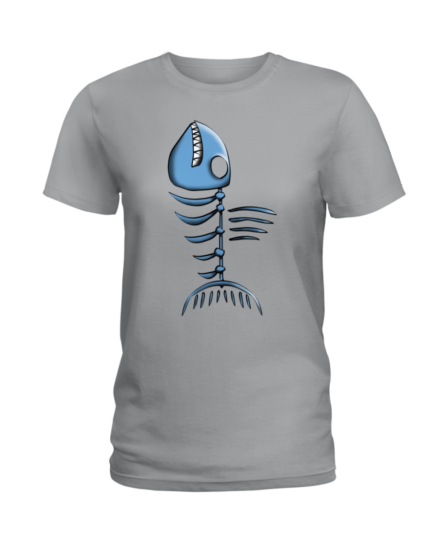 Blue Fish Bones Ladies T-Shirt